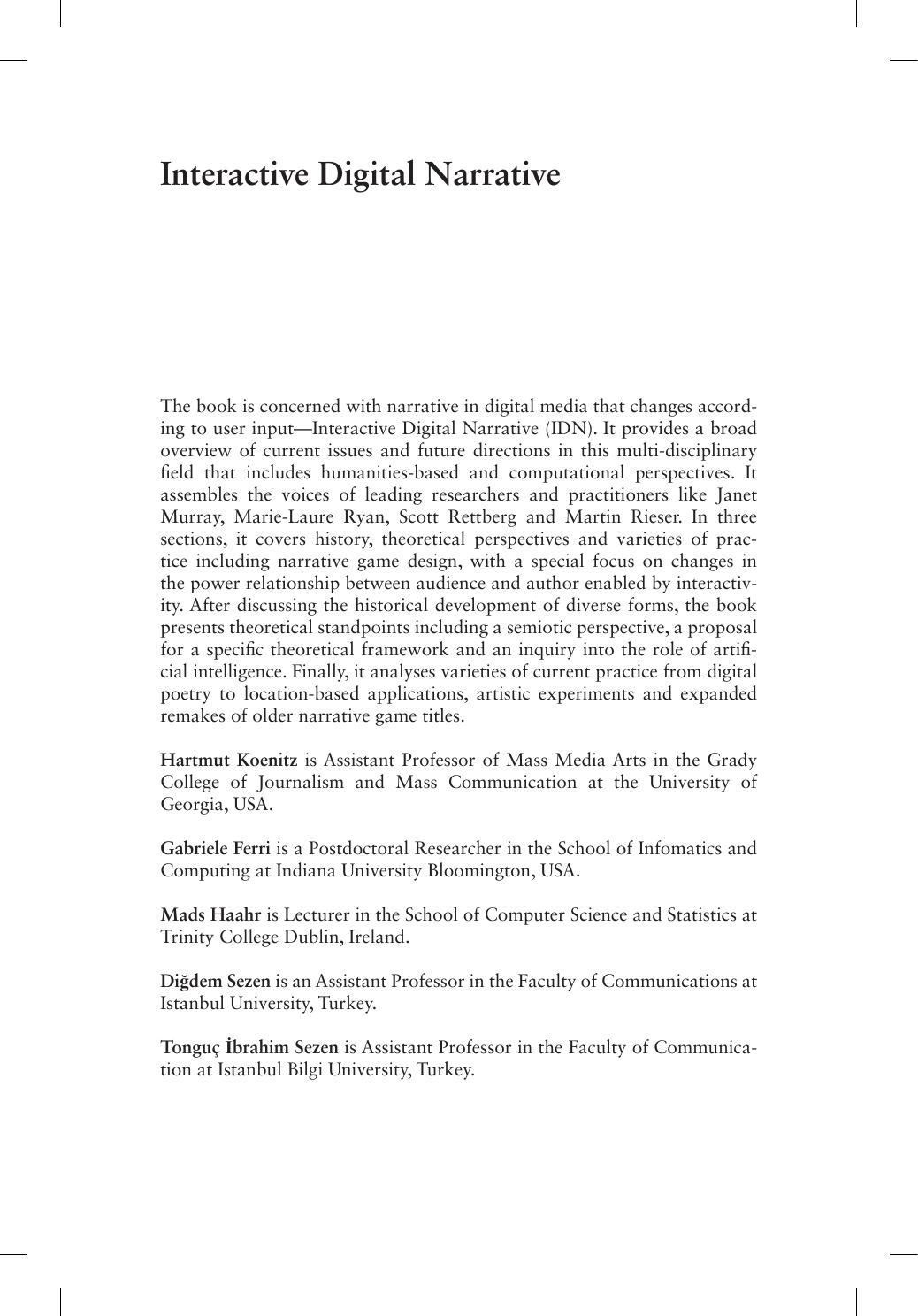 Interactive Digital Narrative: History, Theory and Practice by unknow