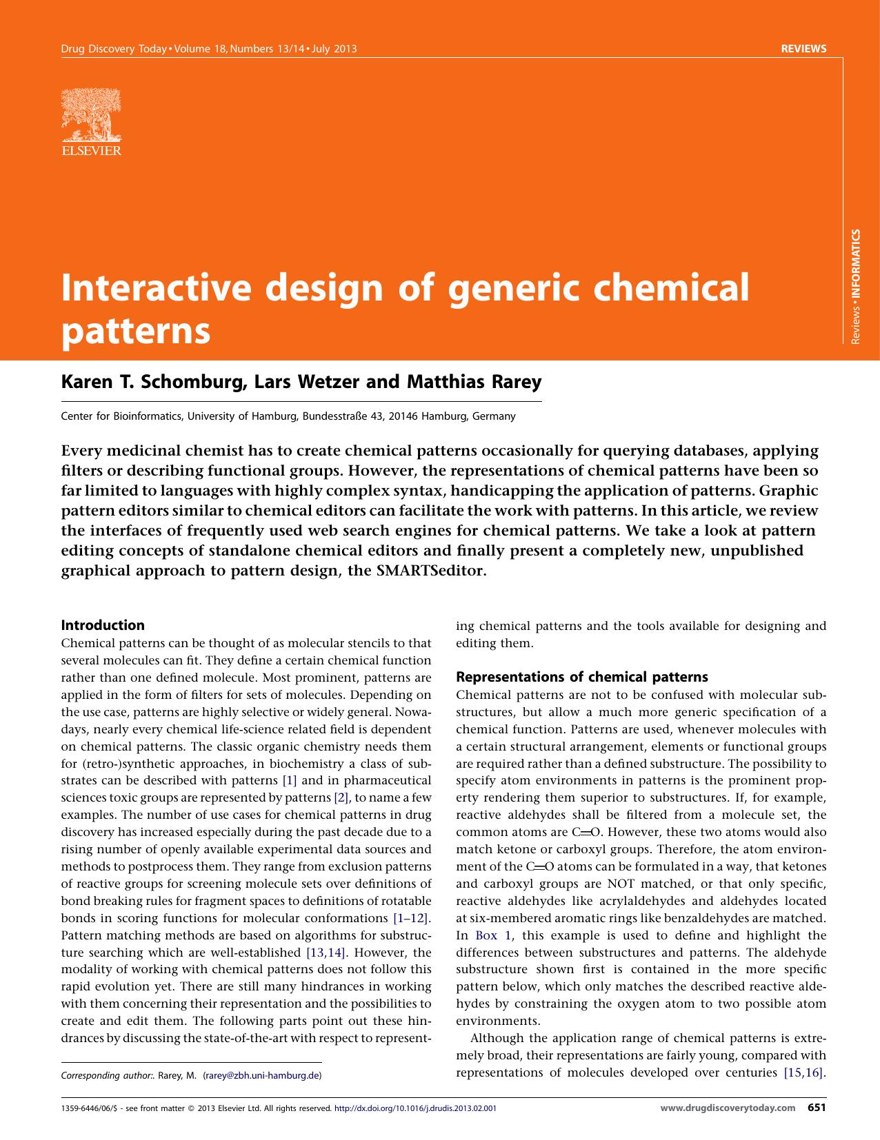 Interactive design of generic chemical patterns by Karen T. Schomburg