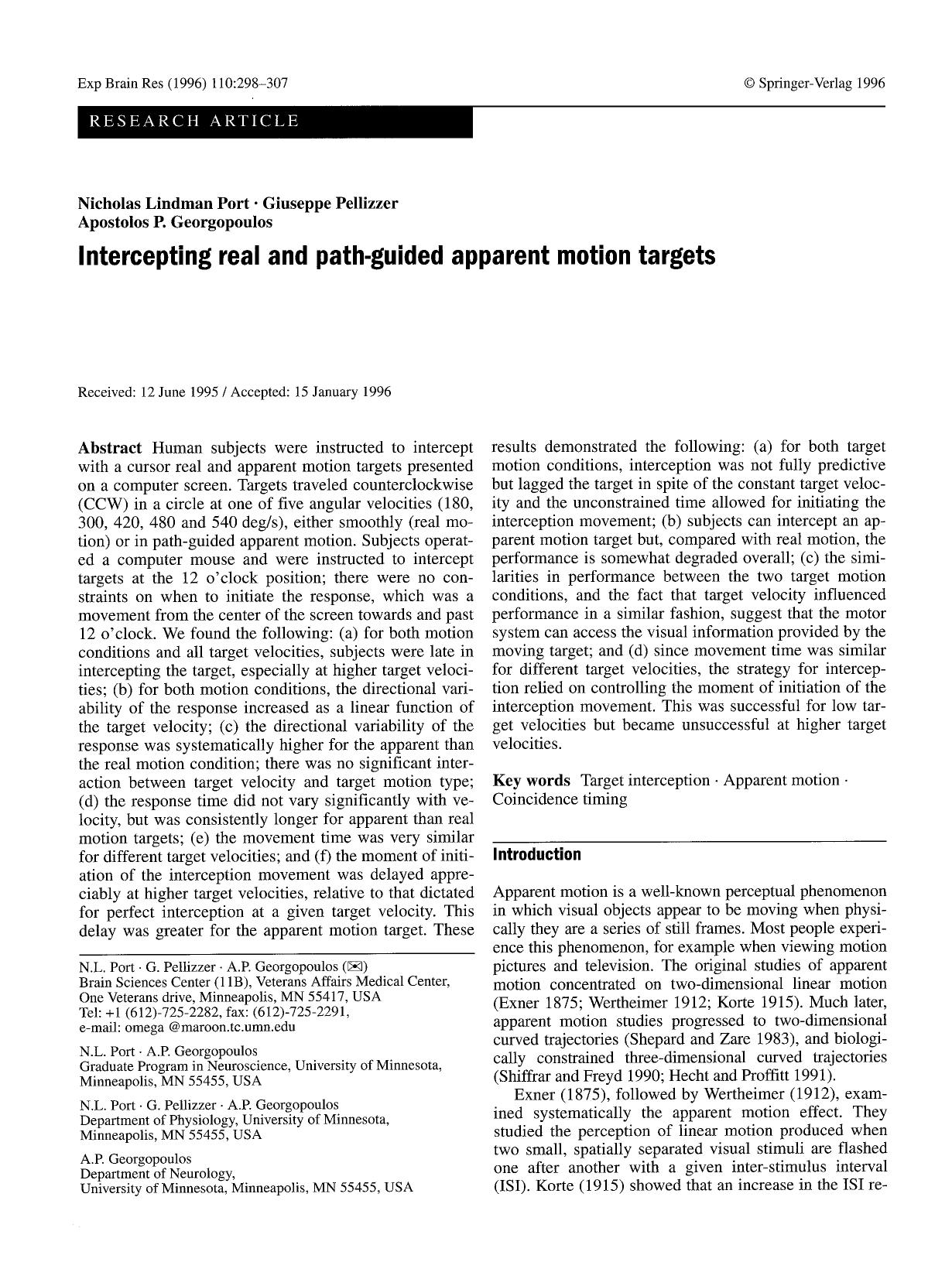 Intercepting real and path-guided apparent motion targets by Unknown