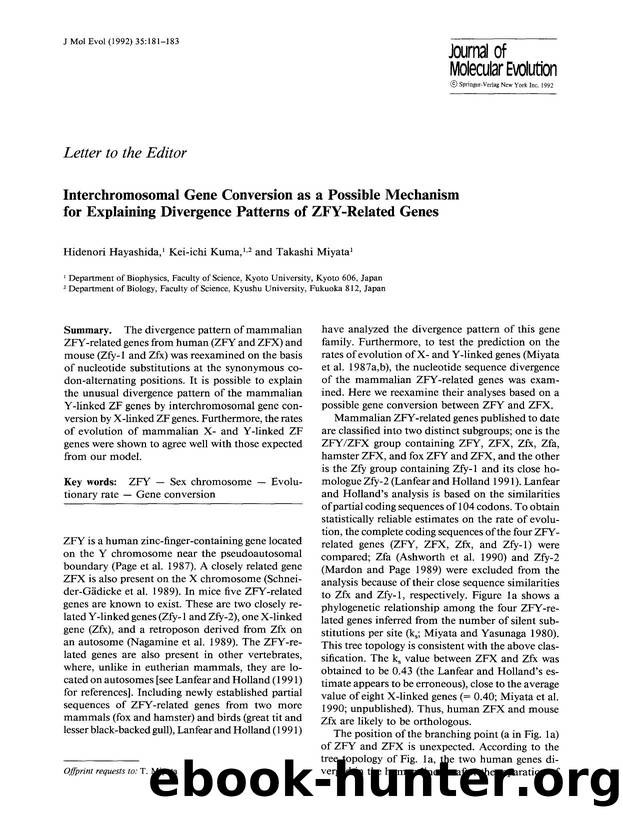 Interchromosomal gene conversion as a possible mechanism for explaining divergence patterns of ZFY-related genes by Unknown