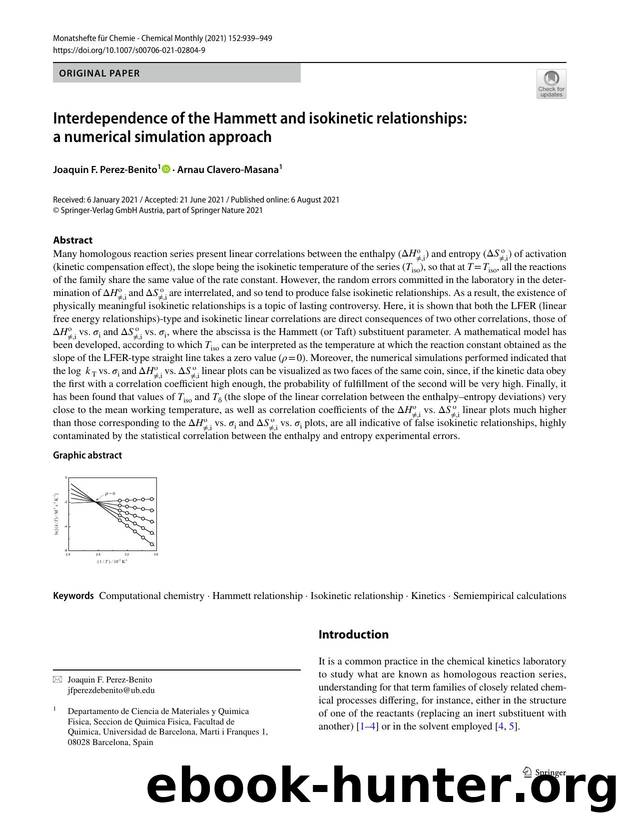 Interdependence of the Hammett and isokinetic relationships: a numerical simulation approach by Joaquin F. Perez-Benito & Arnau Clavero-Masana