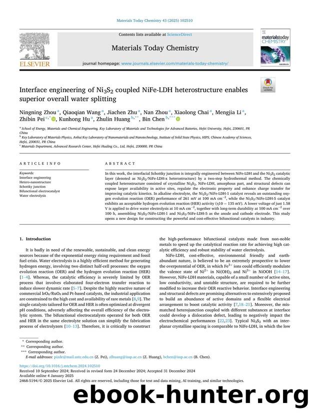 Interface engineering of Ni3S2 coupled NiFe-LDH heterostructure enables superior overall water splitting by unknow