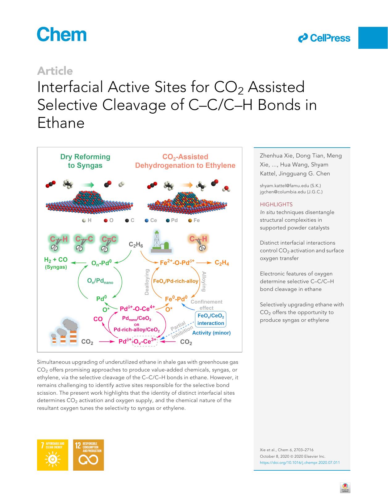 Interfacial Active Sites for CO2 Assisted Selective Cleavage of C-CC-H Bonds in Ethane by Zhenhua Xie