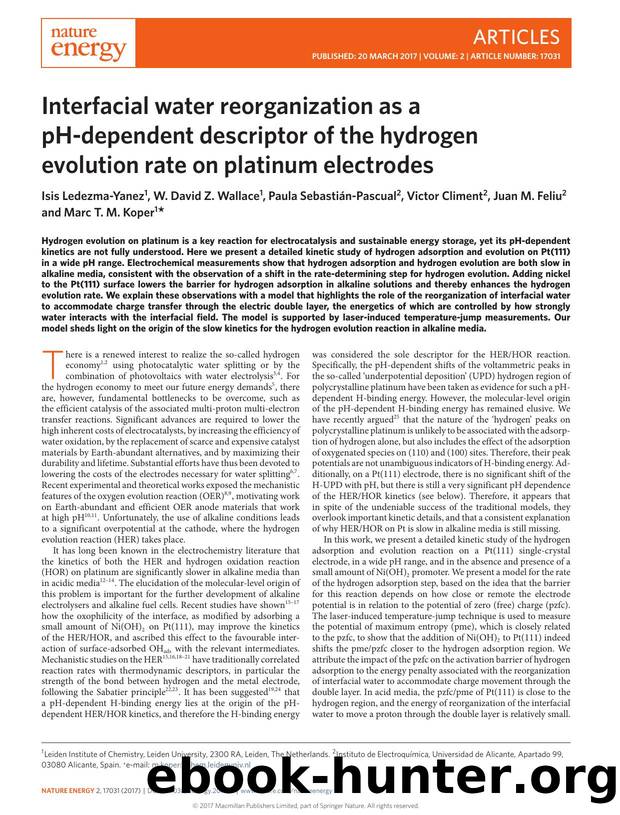Interfacial water reorganization as a pH-dependent descriptor of the hydrogen evolution rate on platinum electrodes by unknow