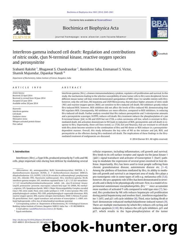 Interferon-gamma induced cell death: Regulation and contributions of nitric oxide, cJun N-terminal kinase, reactive oxygen species and peroxynitrite by unknow