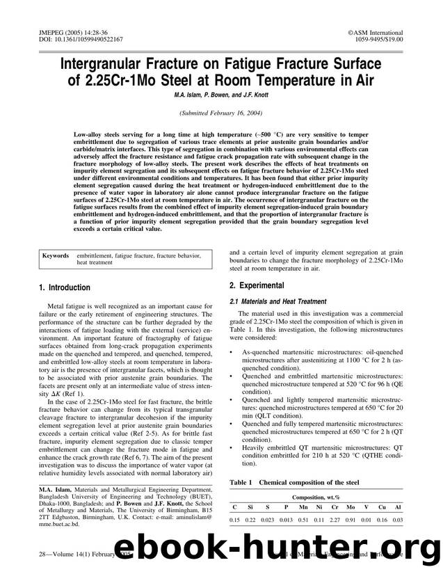 Intergranular fracture on fatigue fracture surface of 2.25Cr-1Mo steel at room temperature in air by Unknown