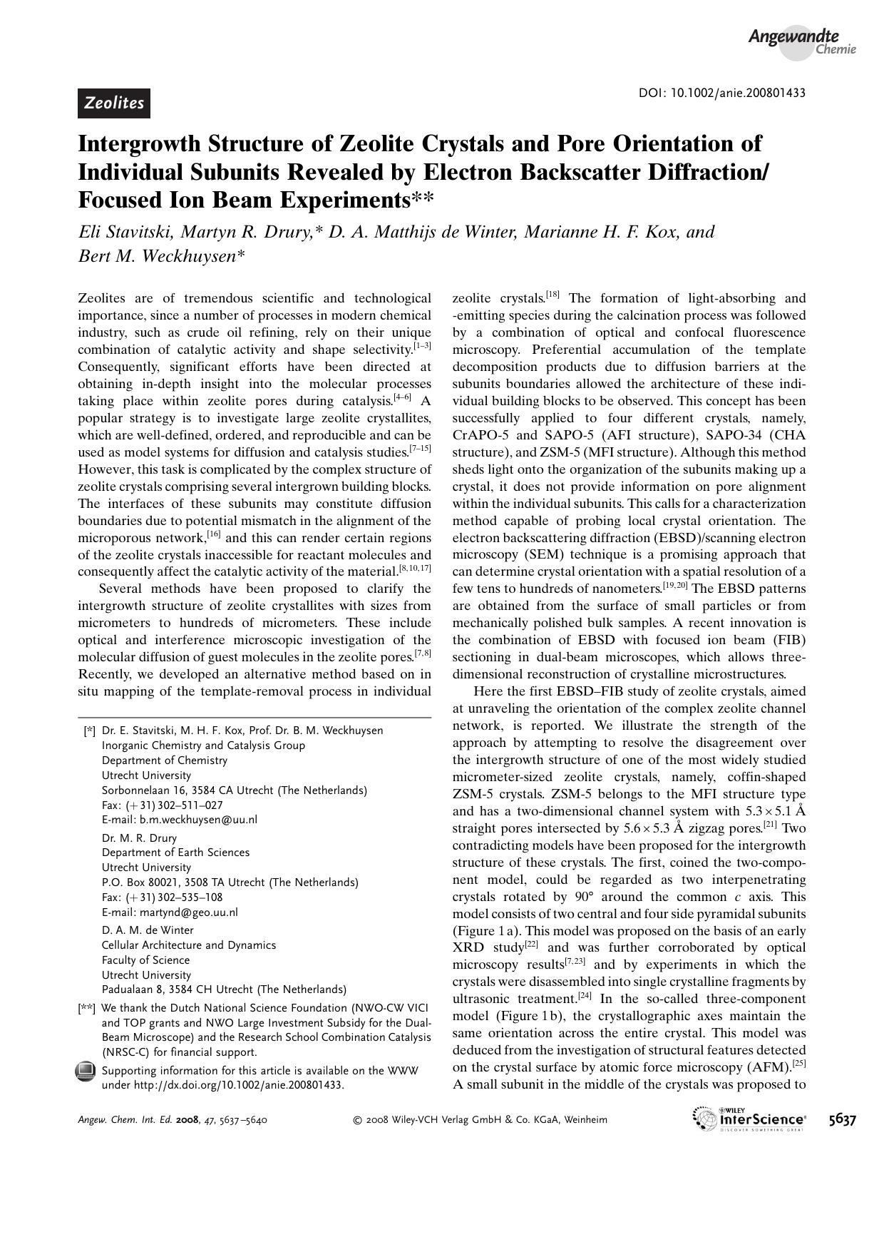 Intergrowth Structure of Zeolite Crystals and Pore Orientation of Individual Subunits Revealed by Electron Backscatter DiffractionFocused Ion Beam Experiments by Unknown