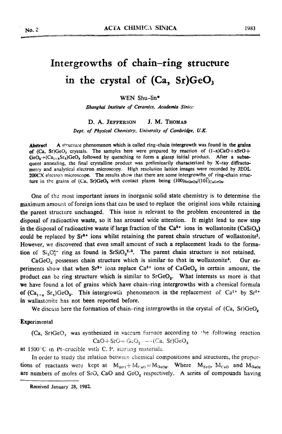 Intergrowths of chainring structure in the crystal of (Ca, Sr)GeO3 by Unknown