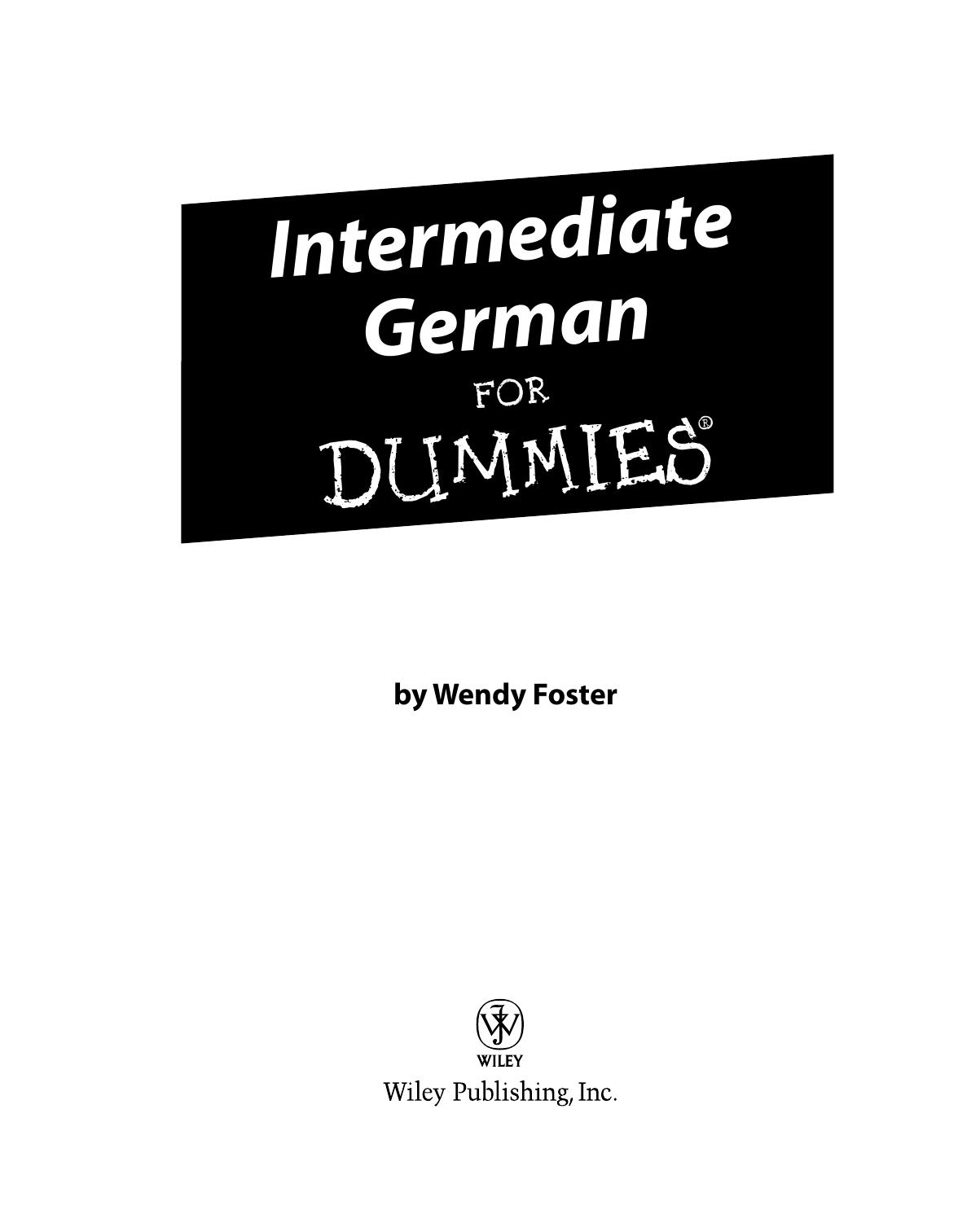 Intermediate German for Dummies by Foster Wendy