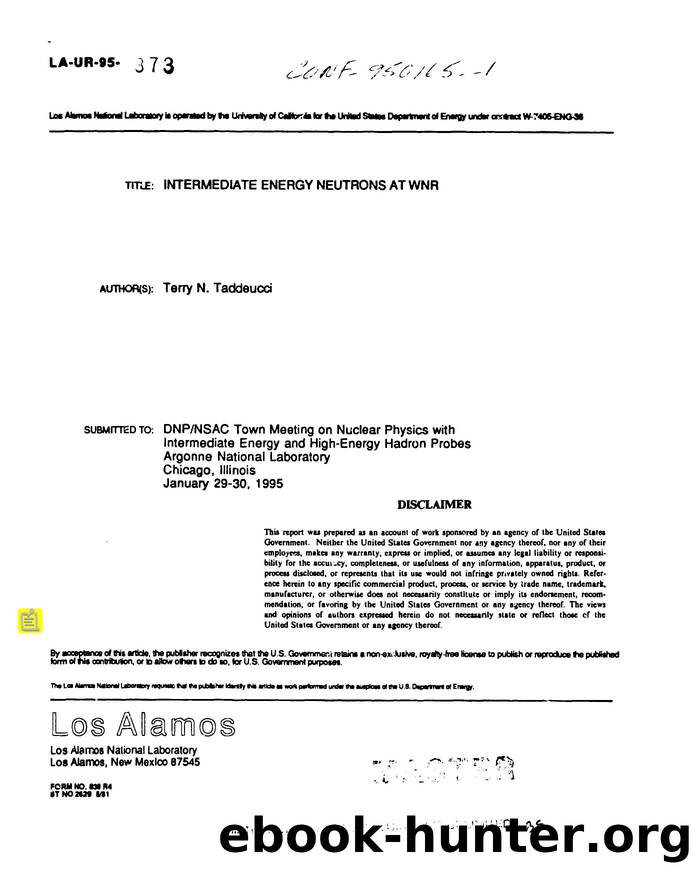 Intermediate energy neutrons at WNR   spin-isospin and energy dependence of the NN interaction and the nuclear response  None by LANL Research Library LWW Project