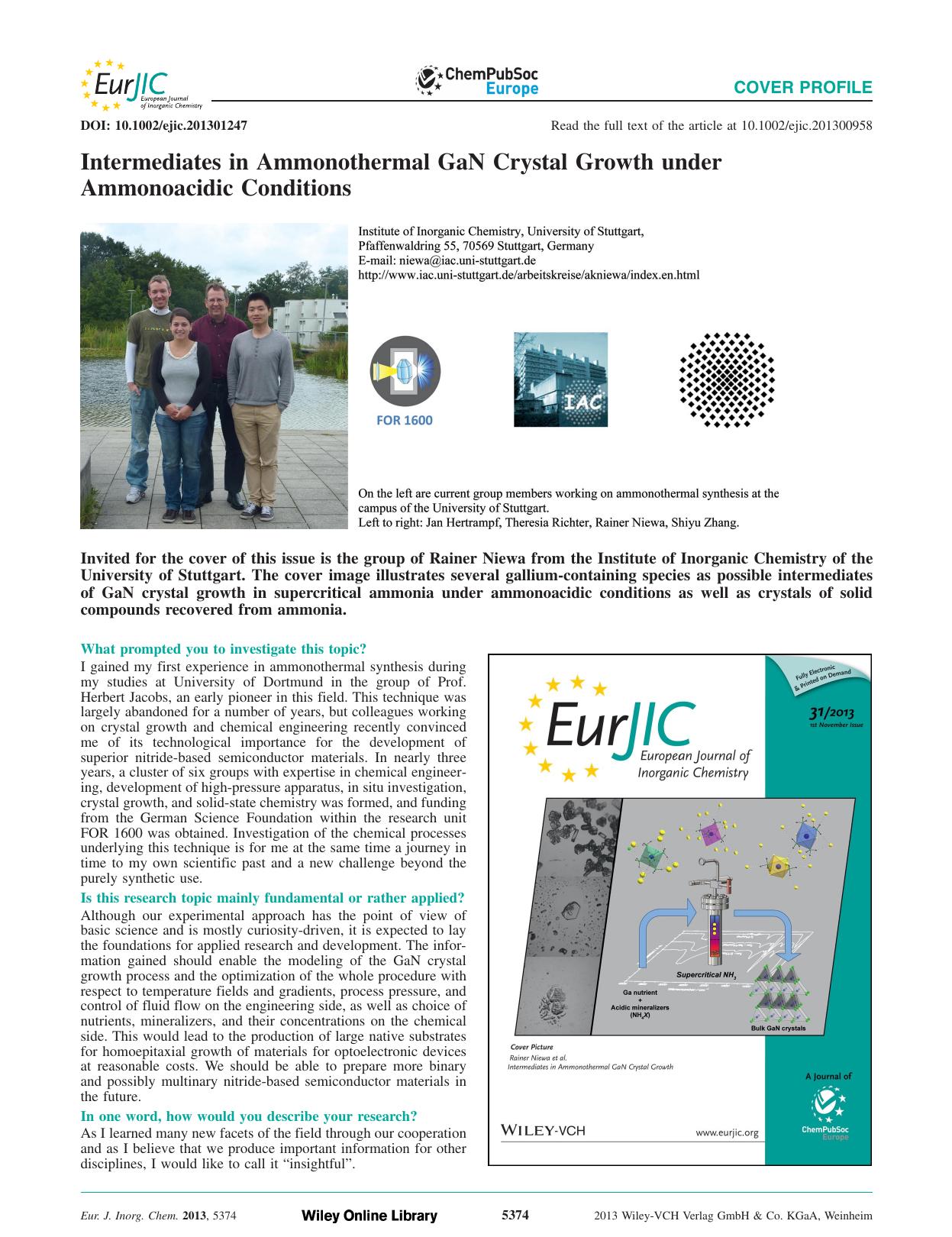 Intermediates in Ammonothermal GaN Crystal Growth under Ammonoacidic Conditions by Unknown