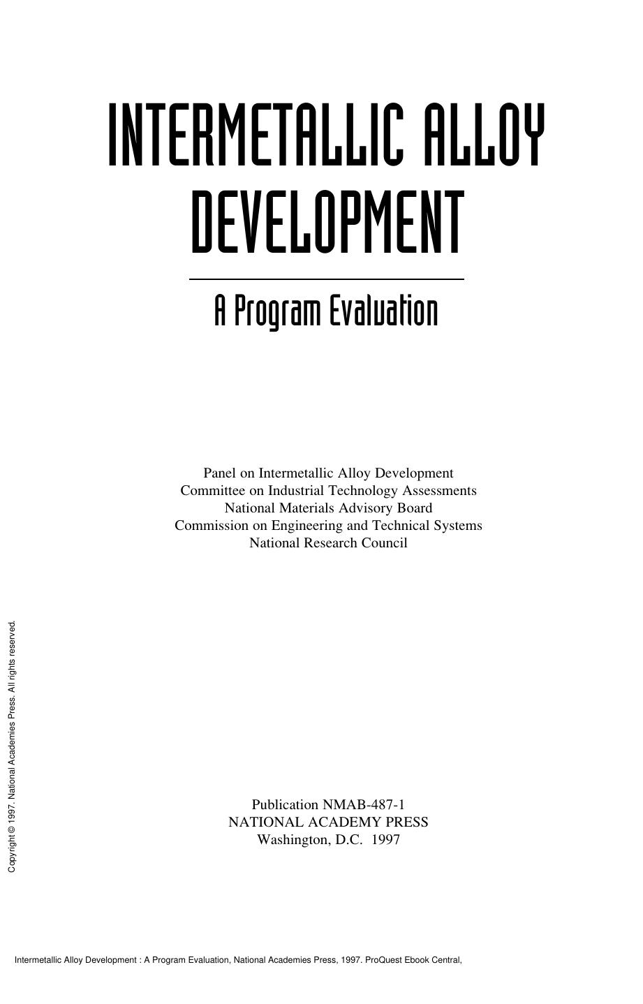 Intermetallic Alloy Development : A Program Evaluation by unknow