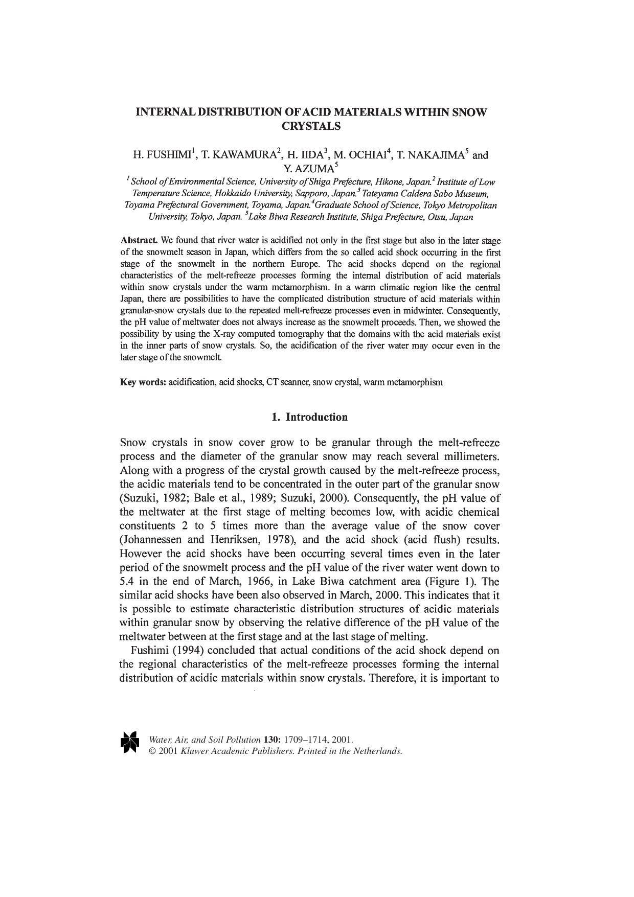 Internal Distribution of Acid Materials within Snow Crystals by Unknown