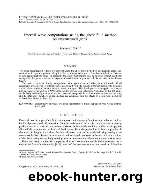 Internal wave computations using the ghost fluid method on unstructured grids by Unknown