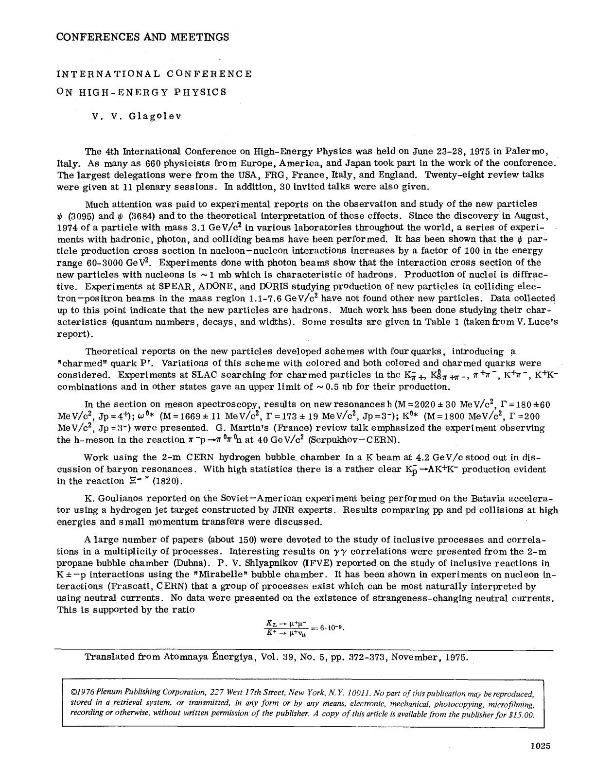 International Conference on High-Energy Physics by Unknown