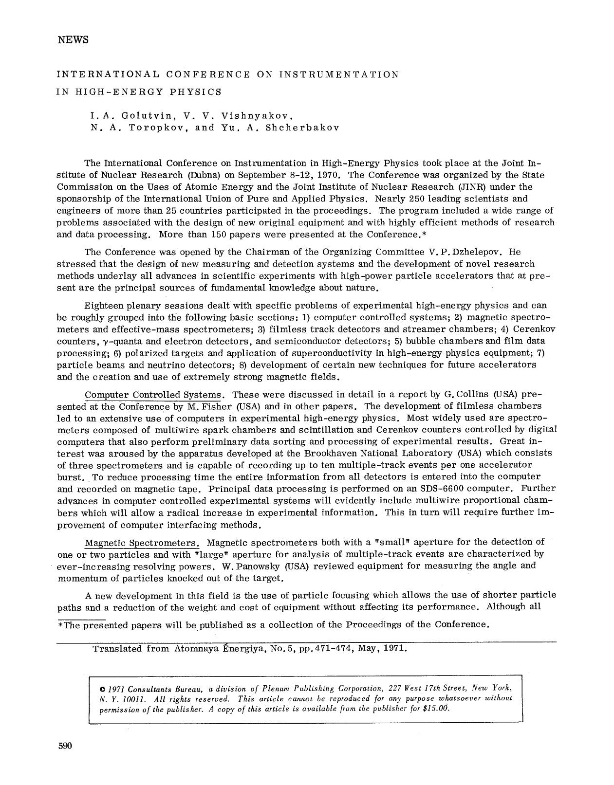 International Conference on Instrumentation in High-Energy Physics by Unknown