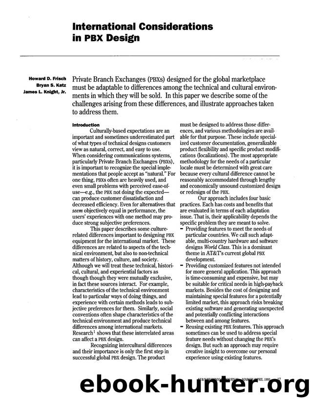 International Considerations in PBX Design by Unknown