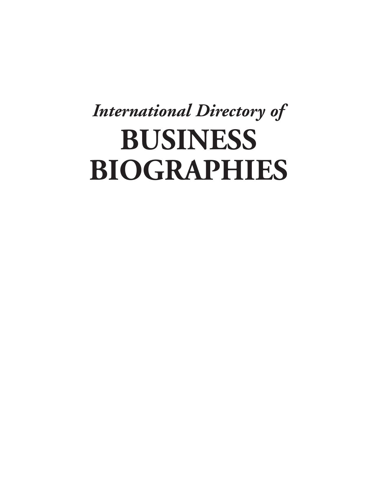 International Directory Of Business Biographies Vol 3 M R by Unknown