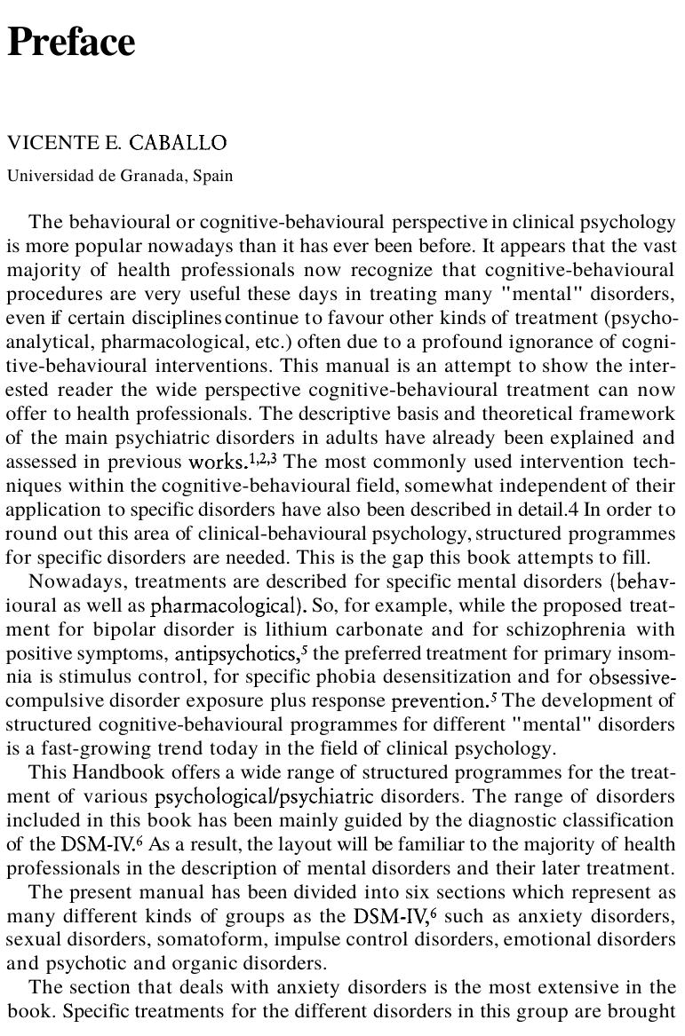 International Handbook of Cognitive and Behavioural Treatments for Psychological Disorders by Unknown