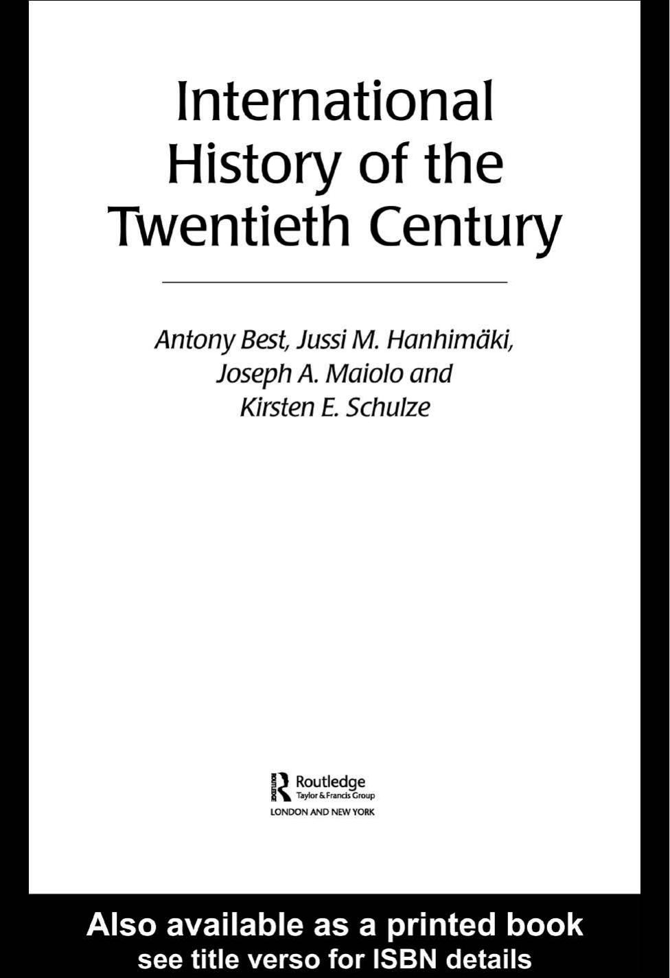 International History of the Twentieth Century by Antony Best