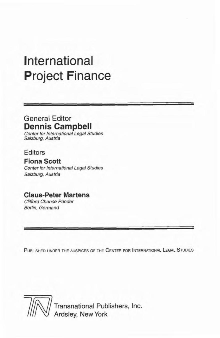 International Project Finance (International Business Law) (International Business Law S) by Fiona Scott Claus-Peter Martens