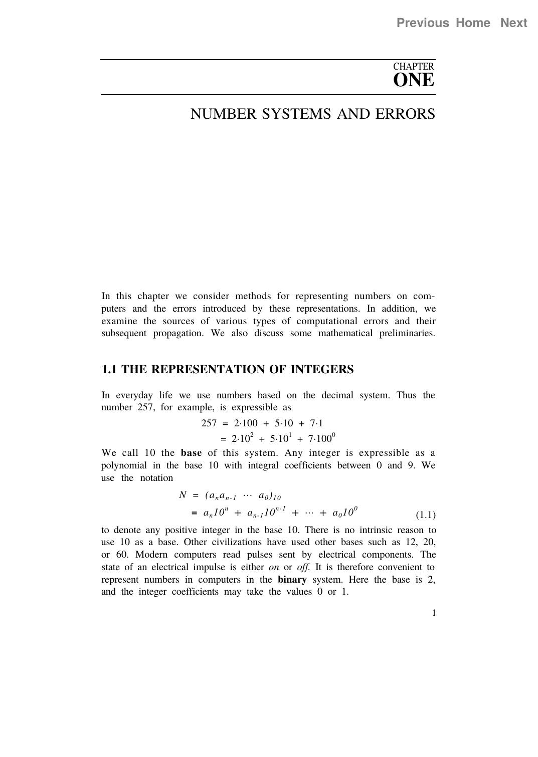 International Series in Pure & Applied Mathematics - Chapter 1. Number Systems and Errors by S. D. Conte Care de Boor