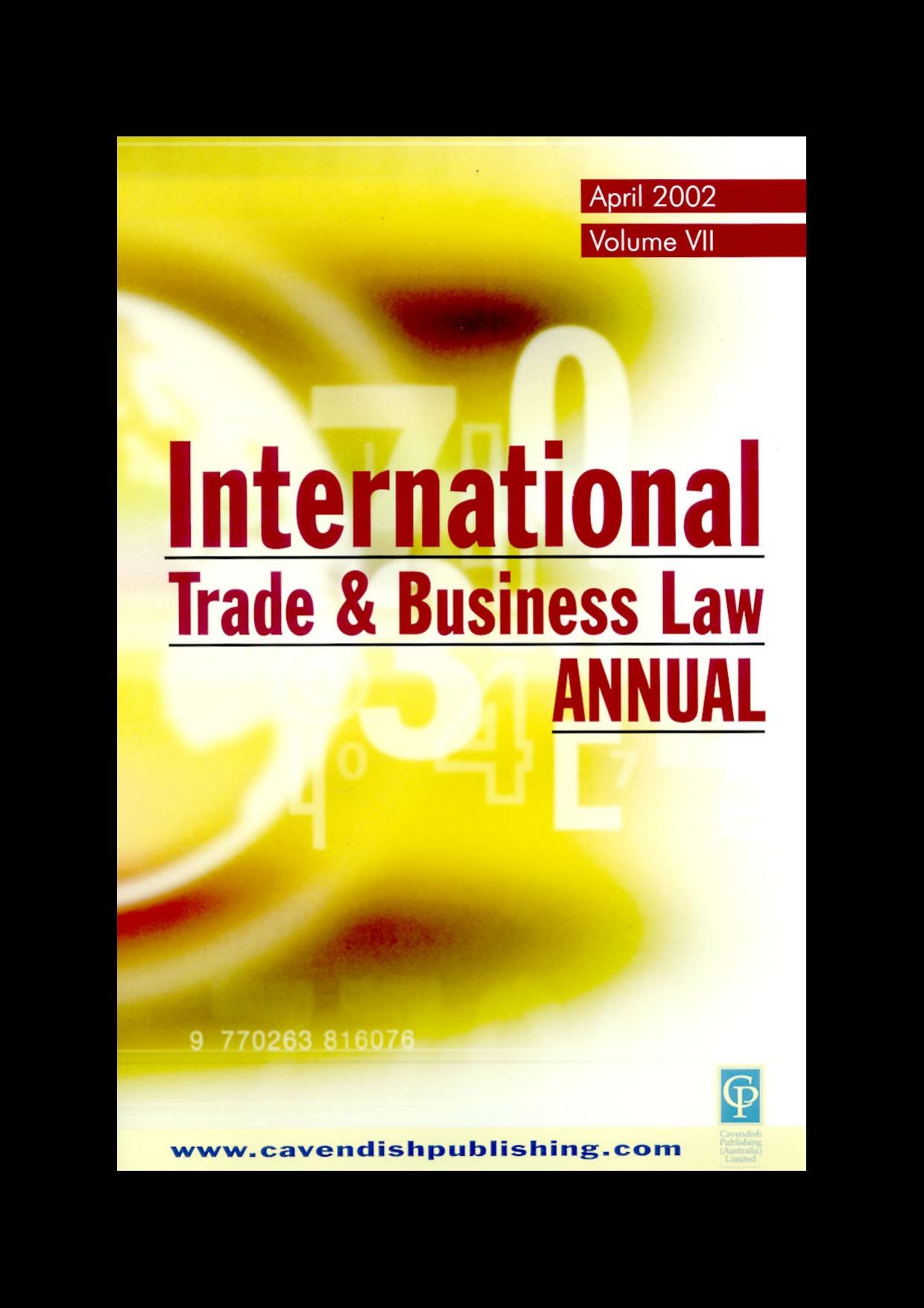International Trade & Business Law Annual Vol VII by Gabriel Moens Roger Jones