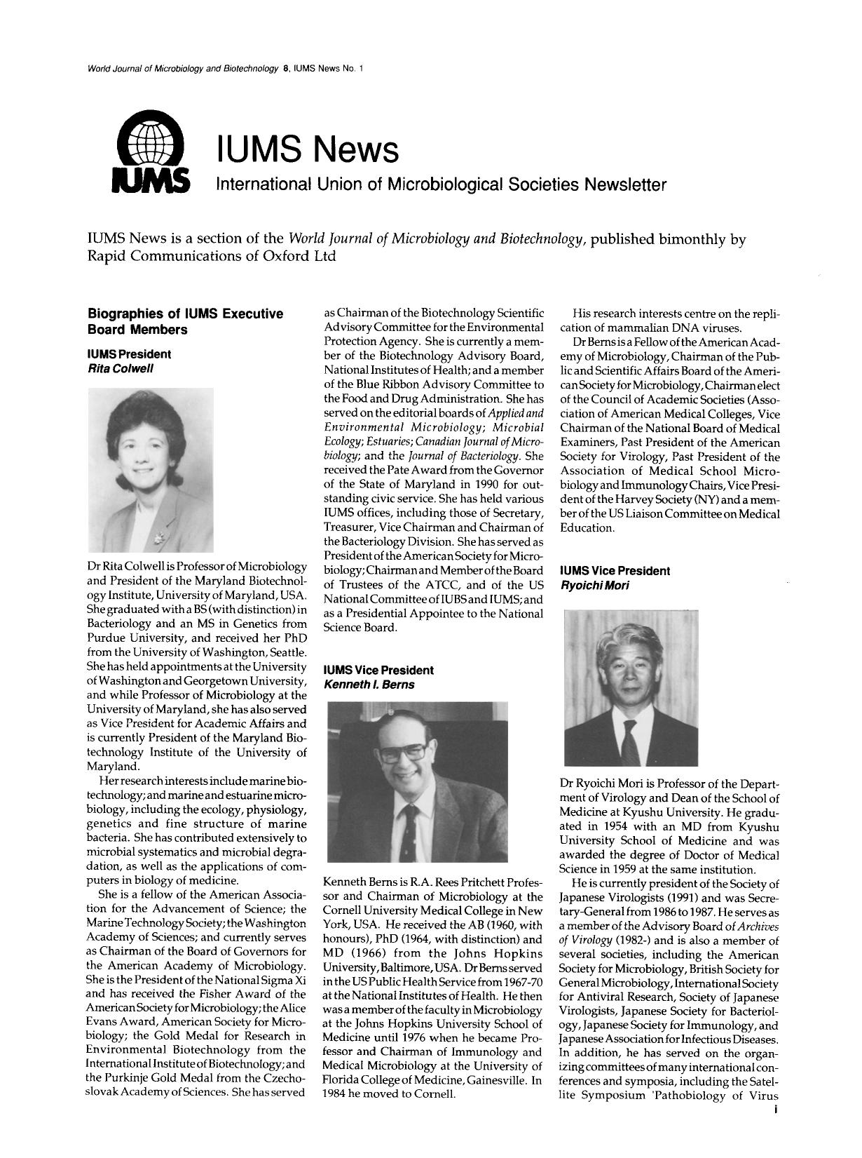 International Union of Microbiological Societies Newsletter by Unknown