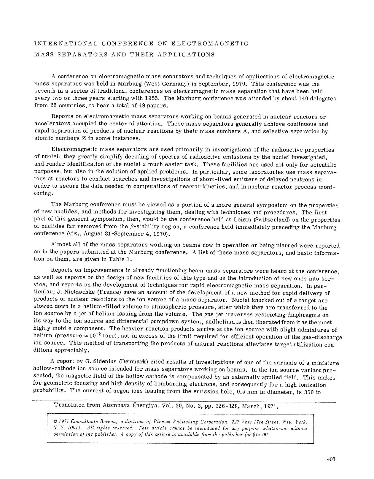 International conference on electromagnetic mass separators and their applications by Unknown