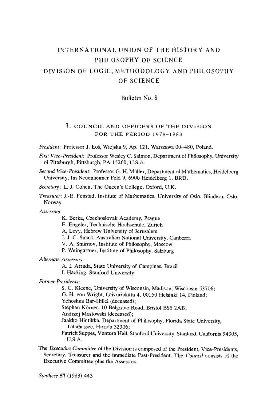 International union of the history and philosophy of science division of logic, methodology and philosophy of science bulletin no. 8 by Unknown