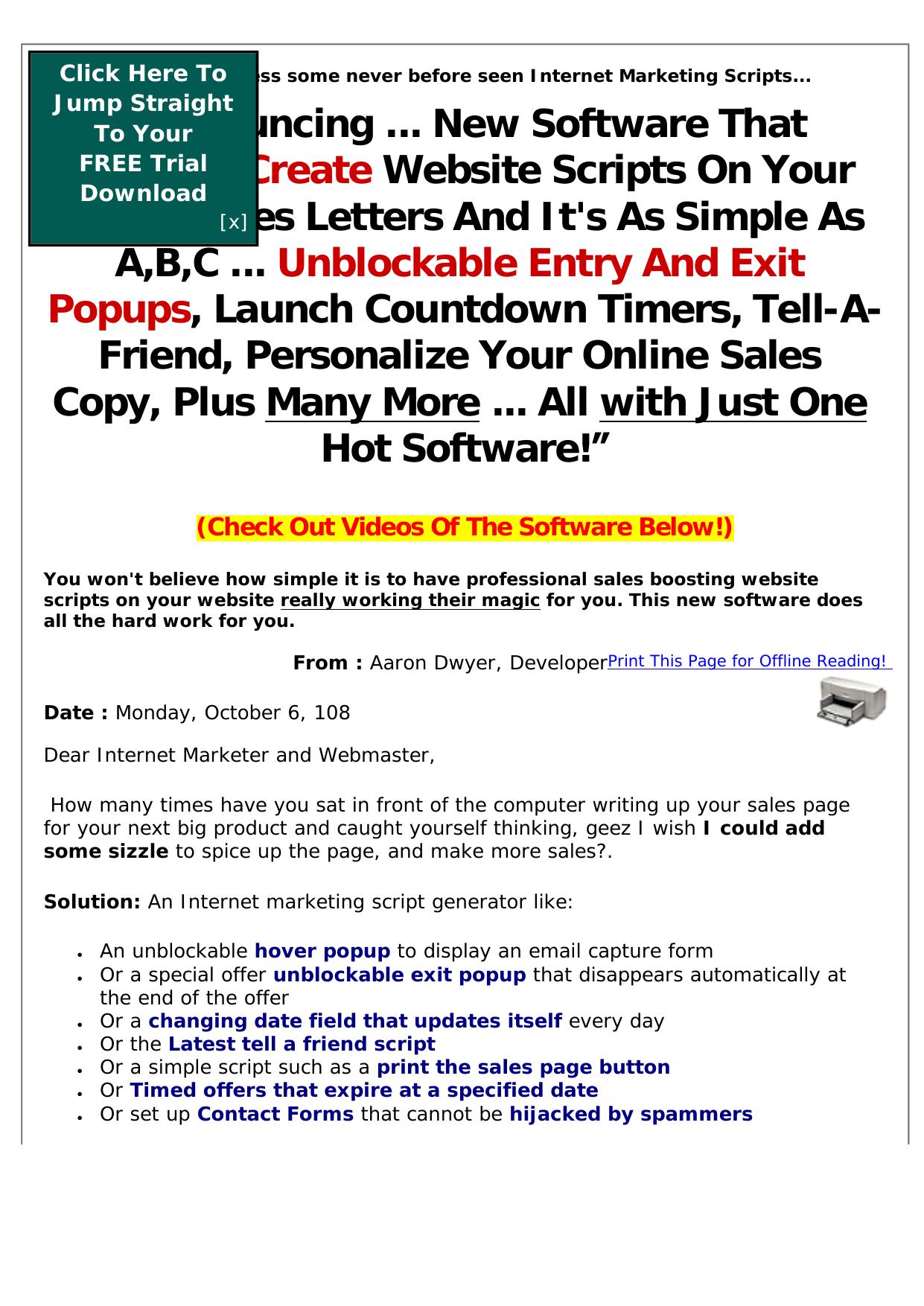 Internet Marketing Script Generator. by Best of Kuszter's Collection