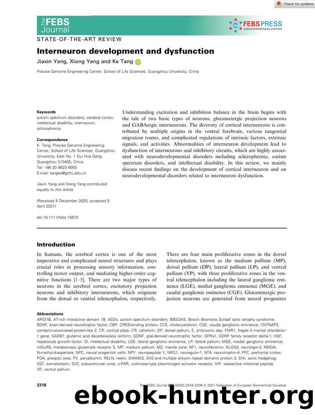 Interneuron development and dysfunction by Unknown