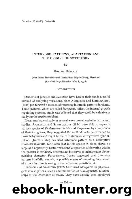 Internode patterns, adaptation and the origins of sweetcorn by Unknown
