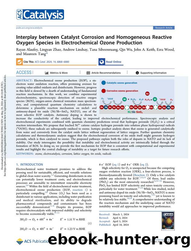 Interplay between Catalyst Corrosion and Homogeneous Reactive Oxygen Species in Electrochemical Ozone Production by unknow