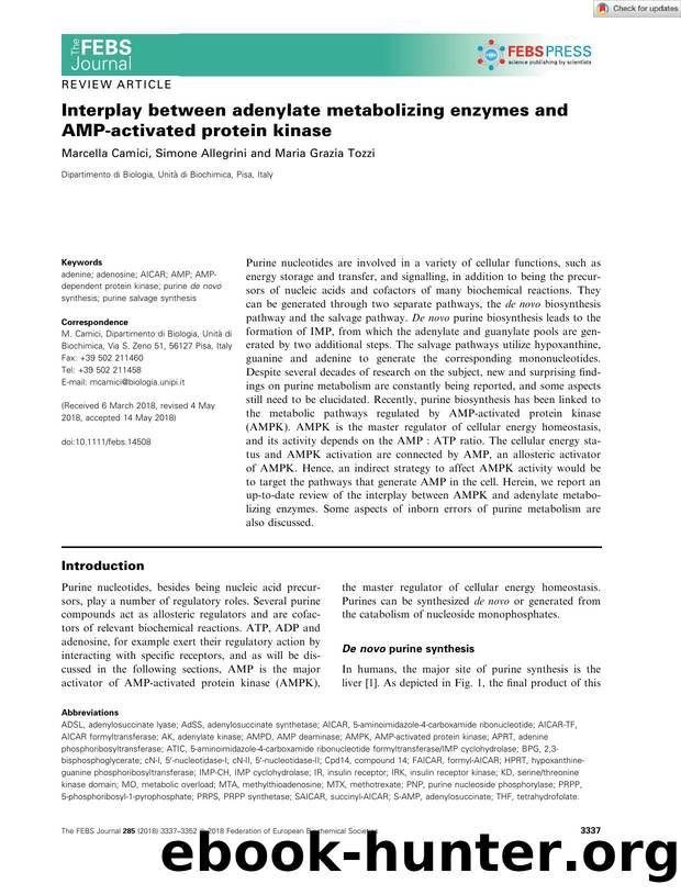 Interplay between adenylate metabolizing enzymes and AMPâactivated protein kinase by Unknown
