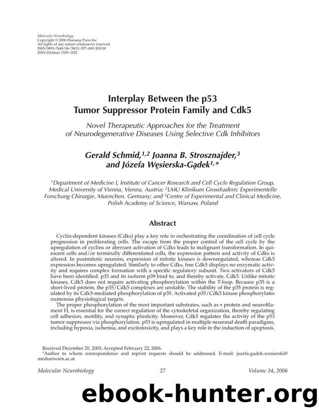 Interplay between the p53 tumor suppressor protein family and Cdk5 by Unknown