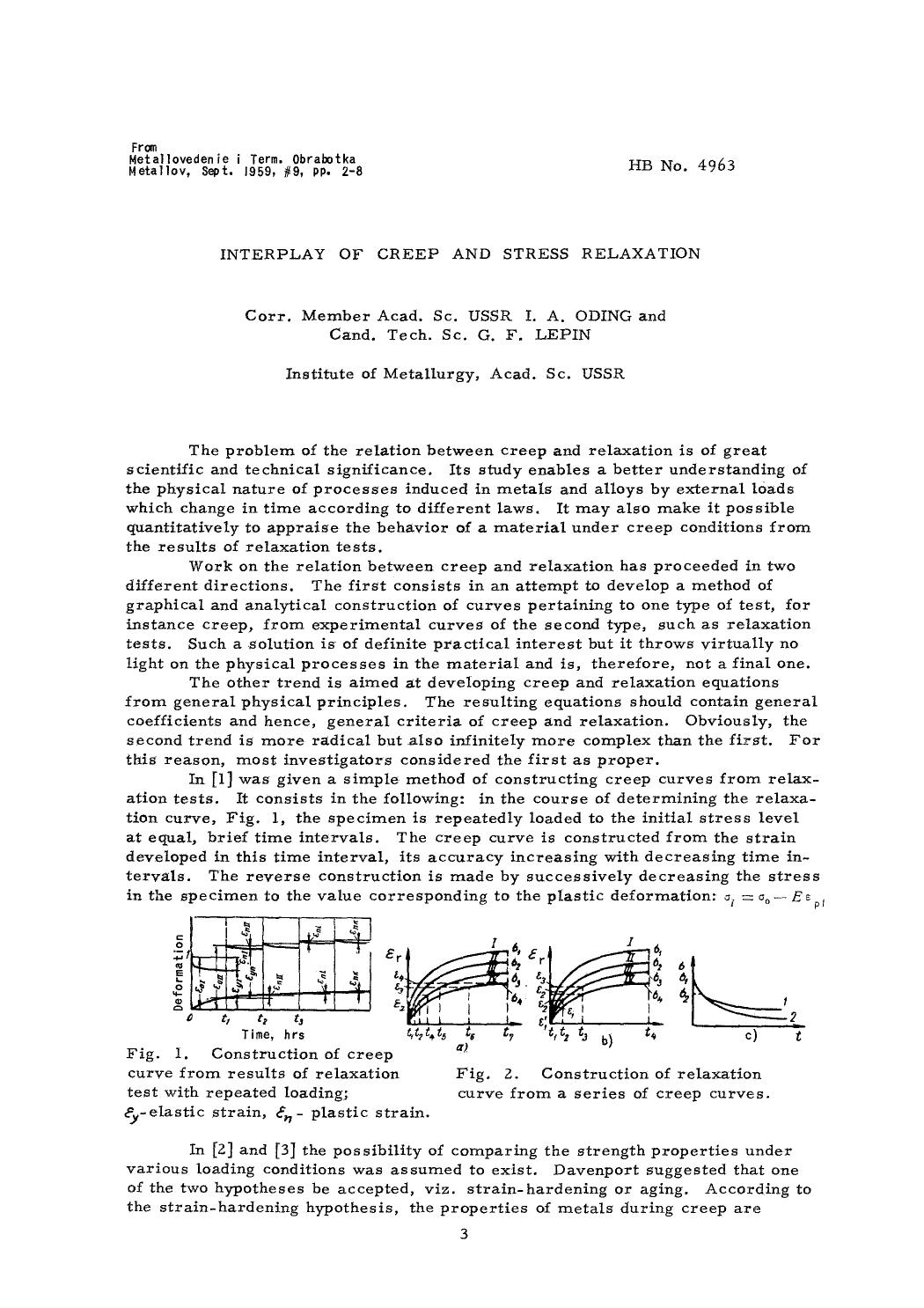 Interplay of creep and stress relaxation by Unknown