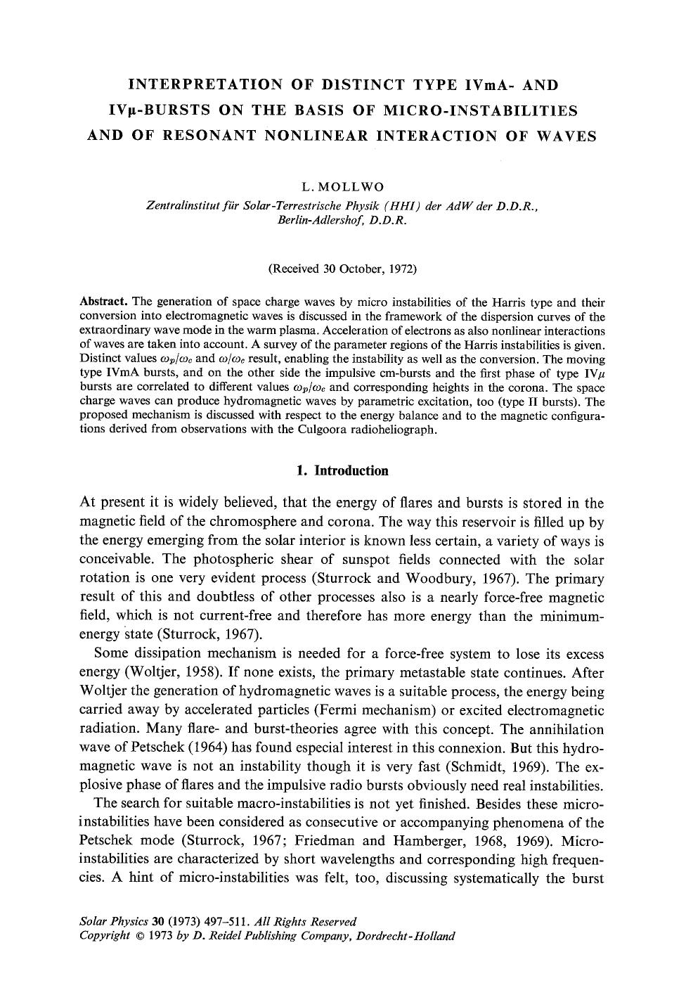 Interpretation of distinct type IVmA- and IV&#x03BC;-bursts on the basis of micro-instabilities and of resonant nonlinear interaction of waves by Unknown