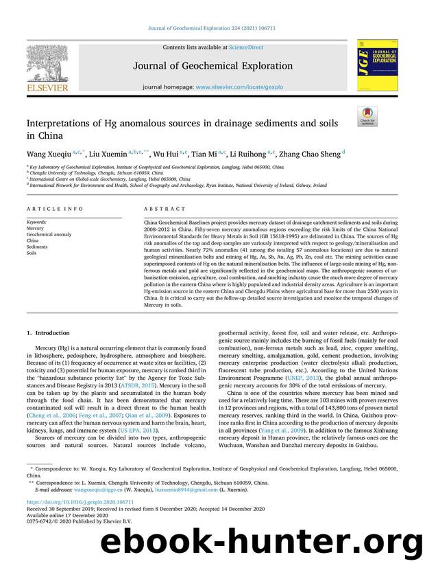 Interpretations of Hg anomalous sources in drainage sediments and soils in China by Wang Xueqiu & Liu Xuemin & Wu Hui & Tian Mi & Li Ruihong & Zhang Chao Sheng