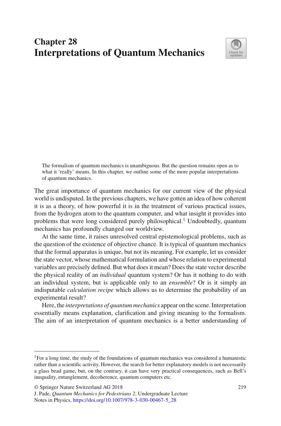 Interpretations of Quantum Mechanics by Jochen Pade