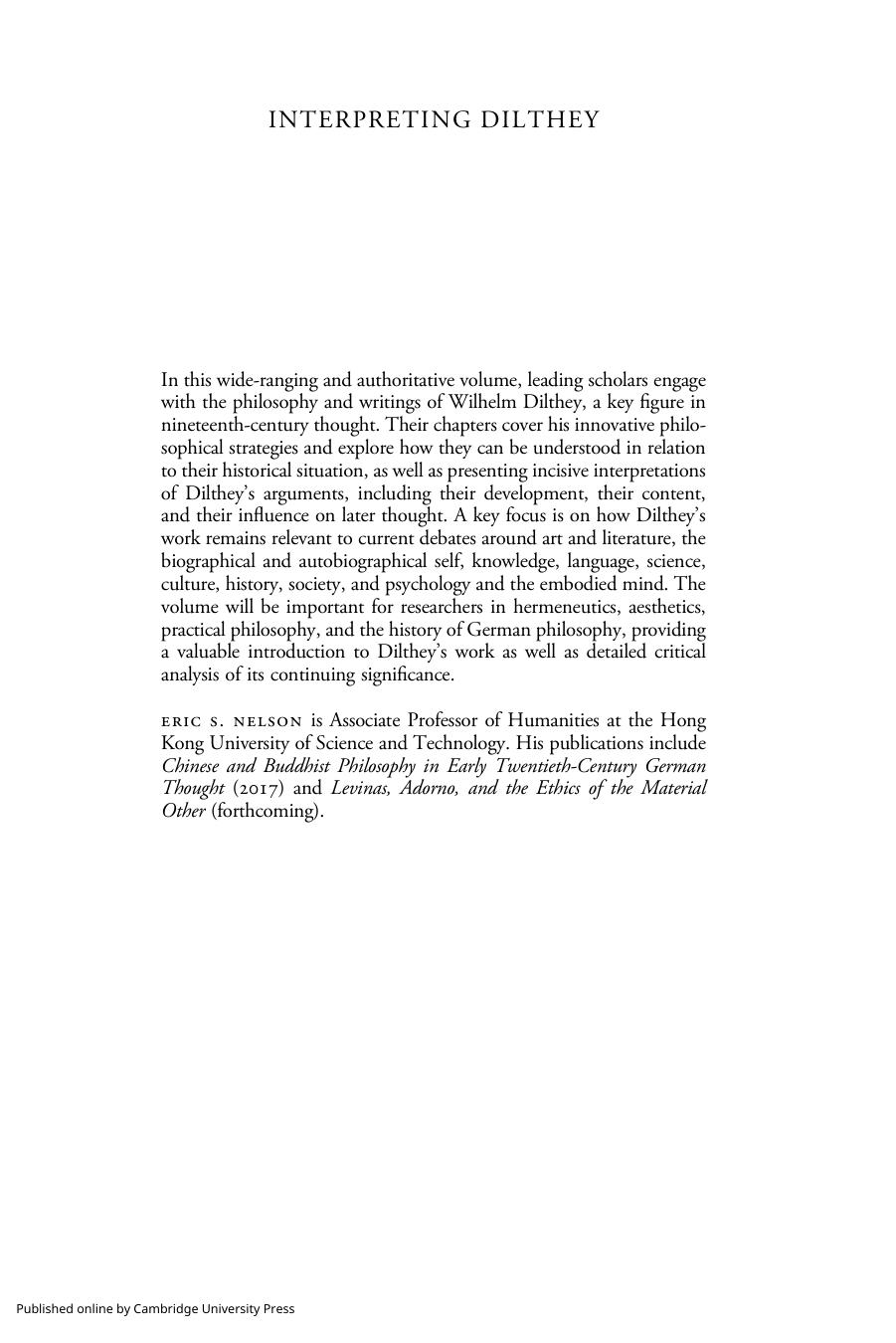 Interpreting Dilthey by Eric S. Nelson