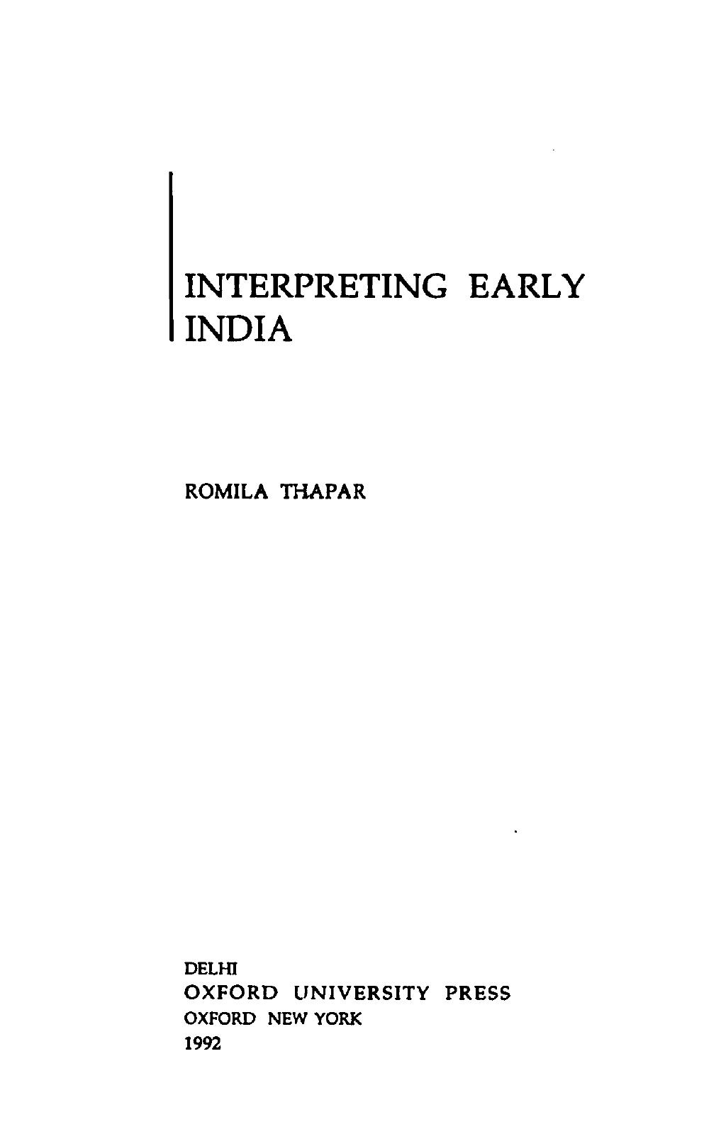 Interpreting Early India by Romila Thapar