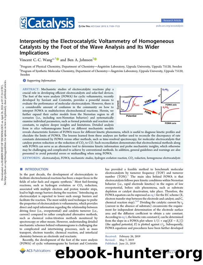 Interpreting the Electrocatalytic Voltammetry of Homogeneous Catalysts by the Foot of the Wave Analysis and Its Wider Implications by Vincent C.-C. Wang & Ben A. Johnson