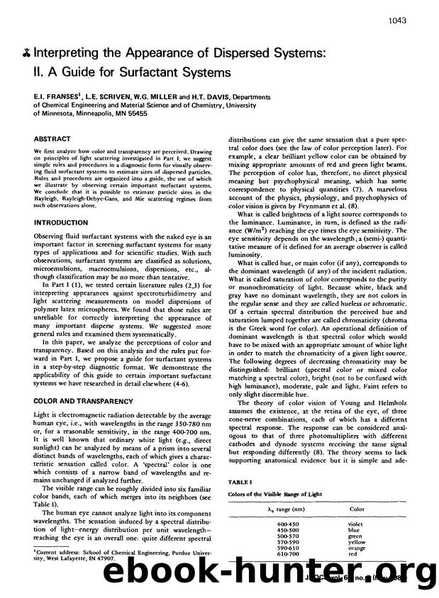 Interpreting the appearance of dispersed systems: II. A guide for surfactant systems by Unknown