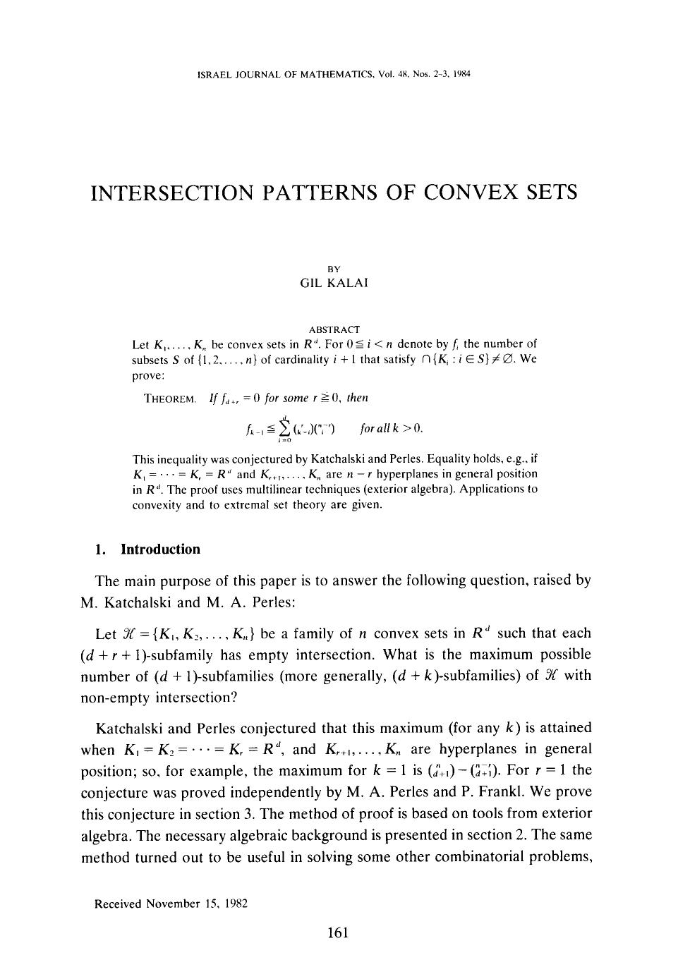 Intersection patterns of convex sets by Unknown
