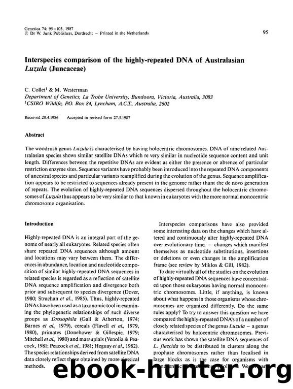 Interspecies comparison of the highly-repeated DNA of Australasian  <Emphasis Type="Italic">Luzula <Emphasis> (Juncaceae) by Unknown