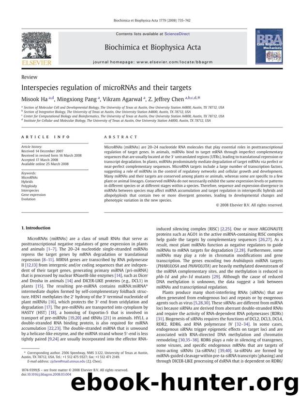 Interspecies regulation of microRNAs and their targets by Misook Ha; Mingxiong Pang; Vikram Agarwal; Z. Jeffrey Chen