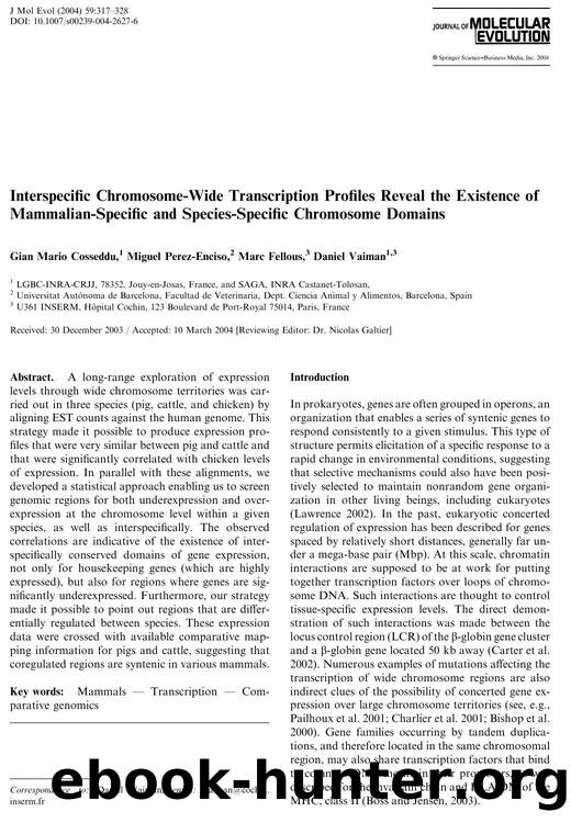 Interspecific Chromosome-Wide Transcription Profiles Reveal the Existence of Mammalian-Specific and Species-Specific Chromosome Domains by Cosseddu G.M. et al