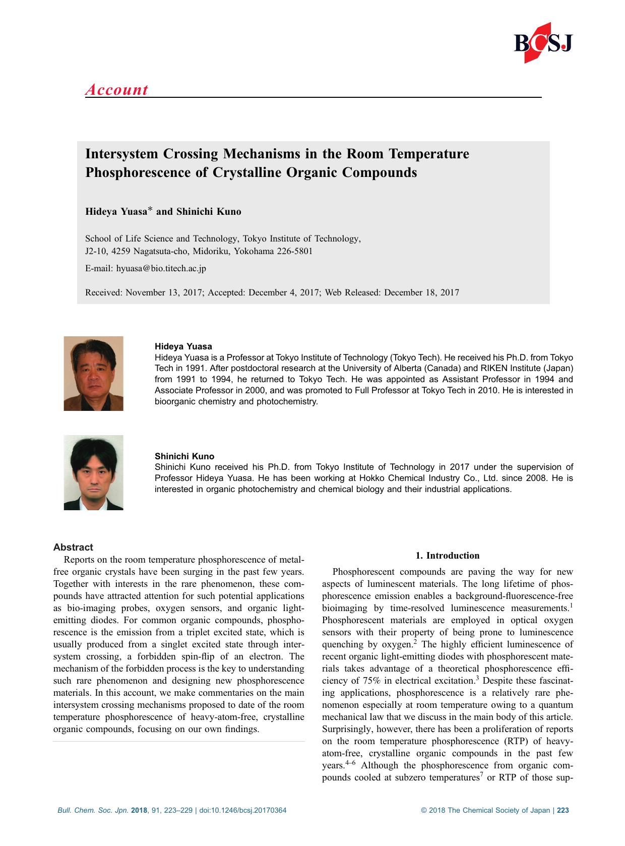 Intersystem Crossing Mechanisms in the Room Temperature Phosphorescence of Crystalline Organic Compounds by Unknown