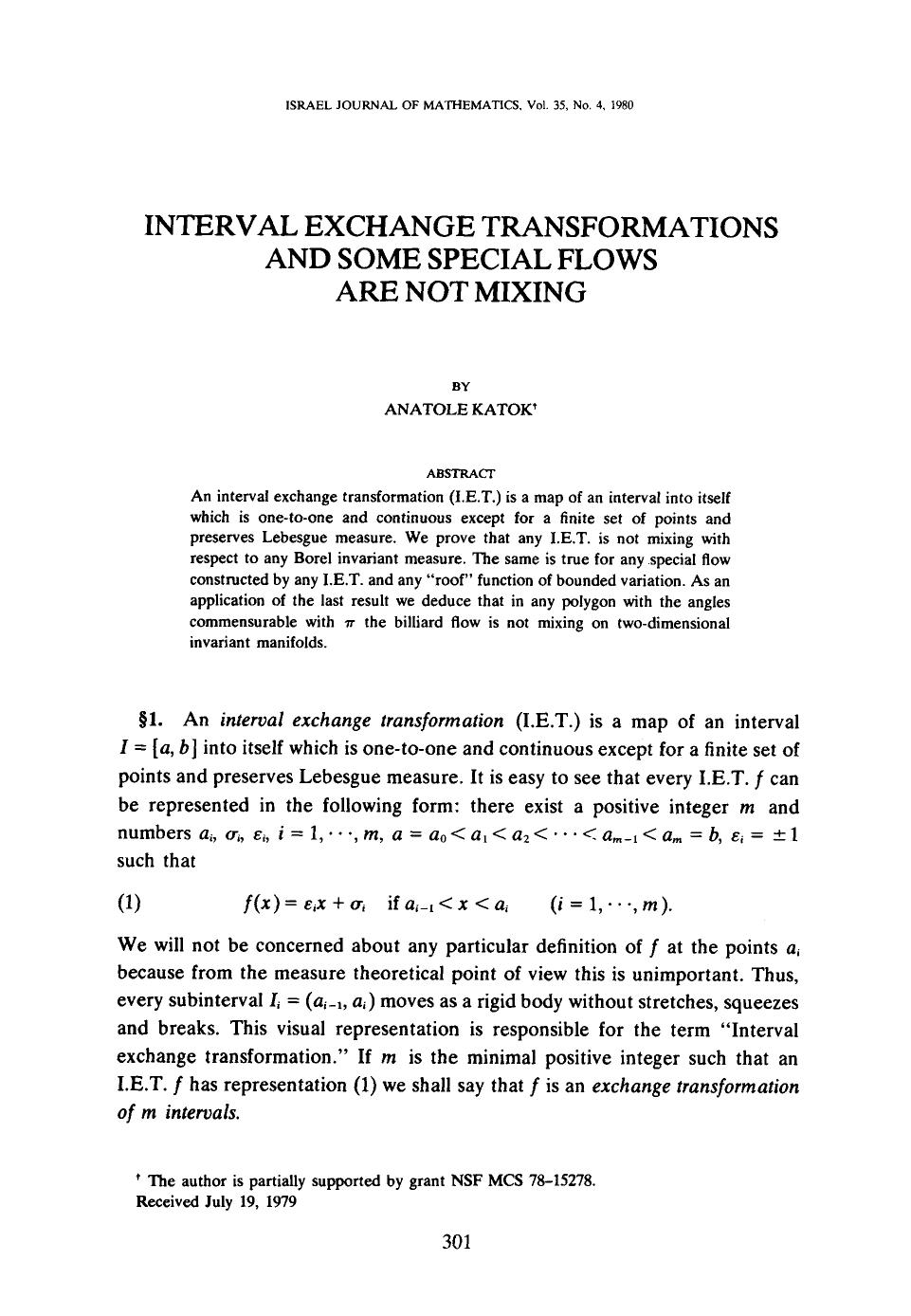 Interval exchange transformations and some special flows are not mixing by Unknown